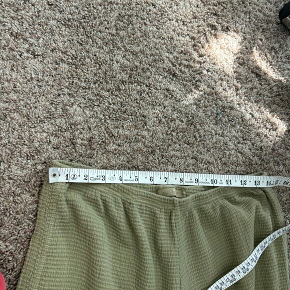 Cut Loose Women’s Ruched Cotton Crepe Pucker Pull On Cropped Pants Green S - Picture 4 of 12